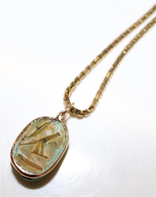 9ct gold suspension chain with scarab pendant